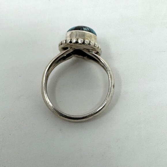 Sterling Silver Ring Turquoise Oval Stone - Picture 4 of 6